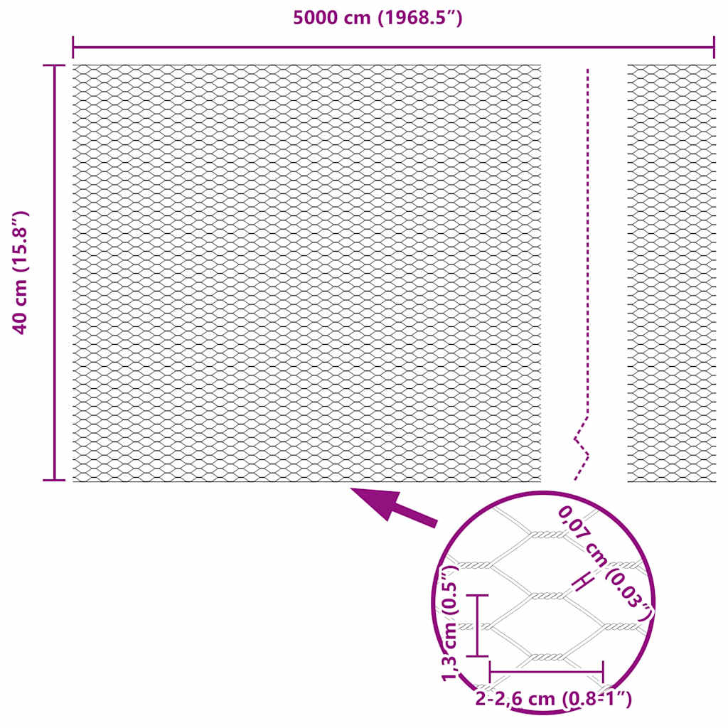 vidaXL Εξάγωνος Φράχτης Γκρίζος Πράσινο 0.4 x 50 μ. Ατσάλι