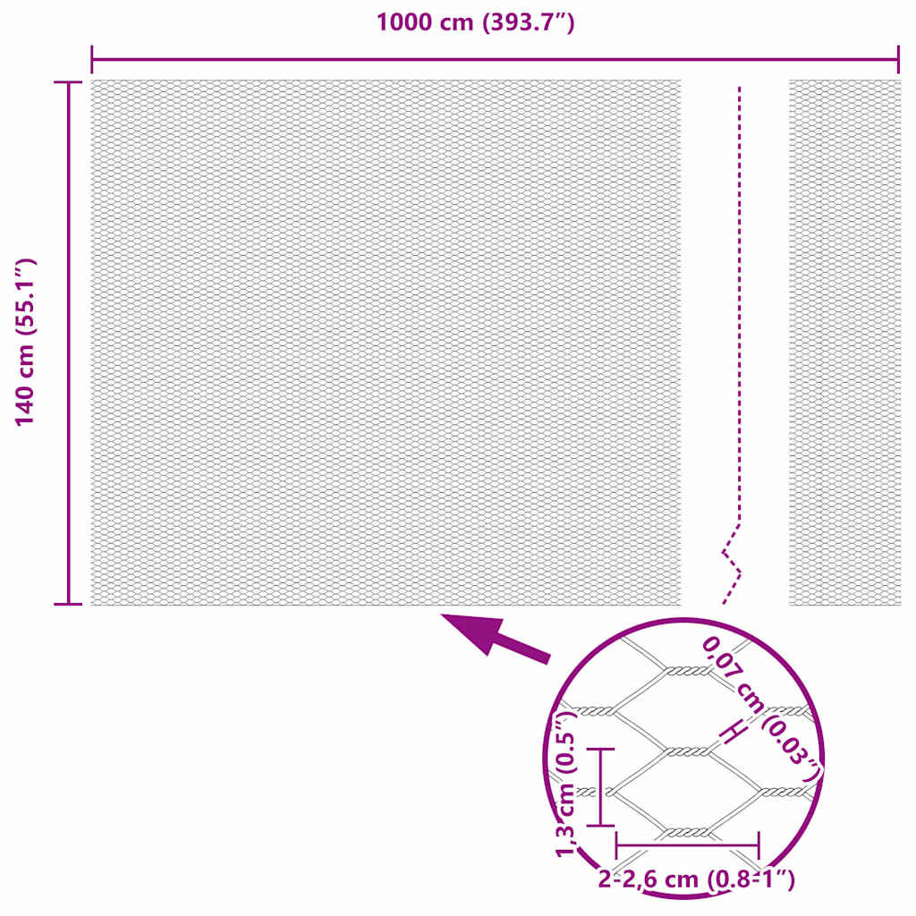 vidaXL Εξάγωνος Φράχτης Γκρίζος Γκρι 1.4 x 10 m Ατσάλι