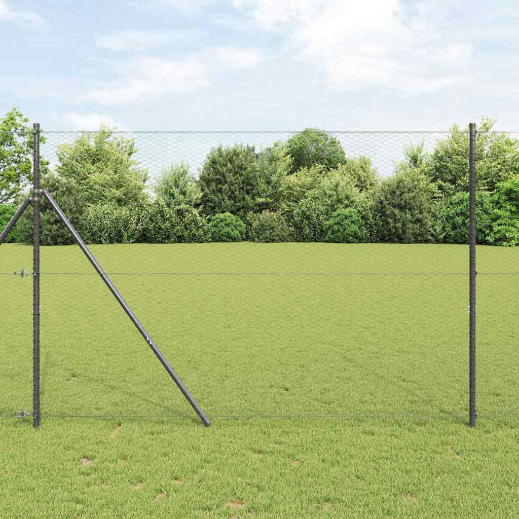 vidaXL Φράχτης Εξαγώνου Γκρι 1,5 x 10 m PVC