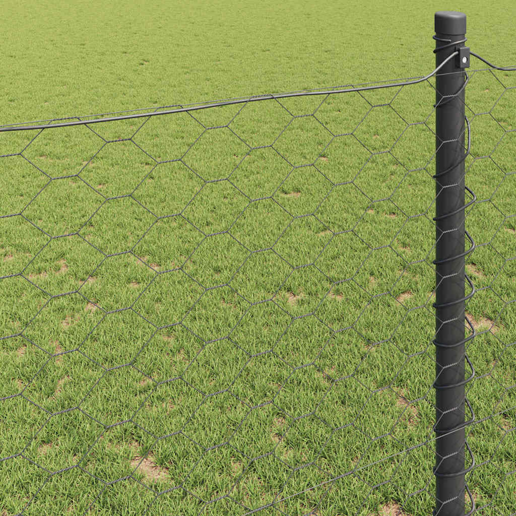 vidaXL Εξάγωνος Φράχτης Γκρίζος Γκρι 1.6 x 25 m Ατσάλι