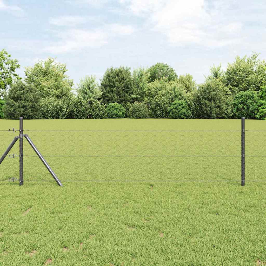 vidaXL Εξάγωνος Φράχτης Γκρίζος Γκρι 1.6 x 25 m Ατσάλι