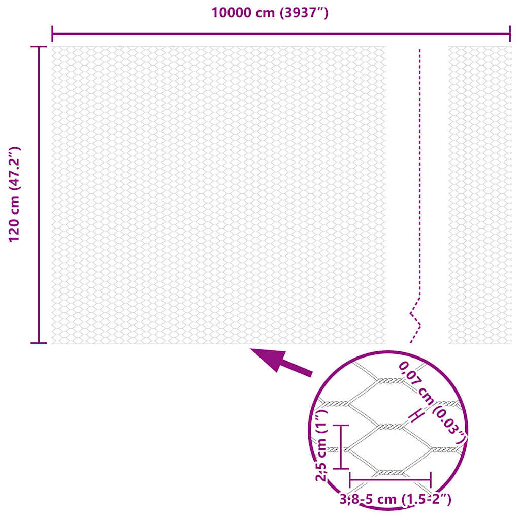 vidaXL Εξάγωνος Φράχτης Γκρίζος Γκρι 1.2 x 100 m Ατσάλι