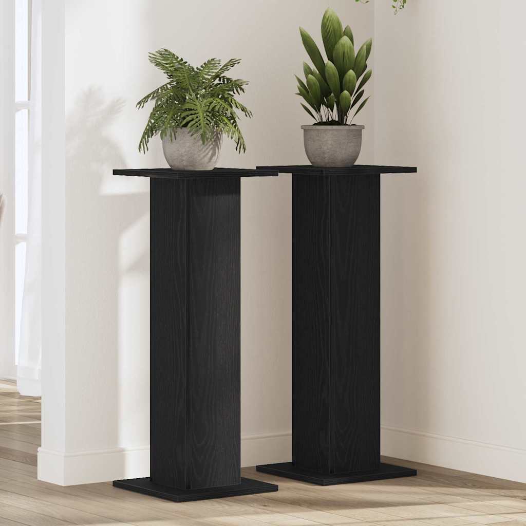 vidaXL Βάση φυτών 2 τμχ. Μαύρη Οξυά 30 x 30 x 80 cm Επεξεργασμένο ξύλο