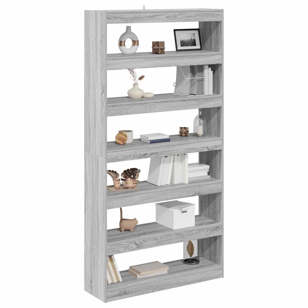 vidaXL Βιβλιοθήκη Γκρι sonoma 100 x 30 x 198 εκ. Επεξεργασμένο ξύλο