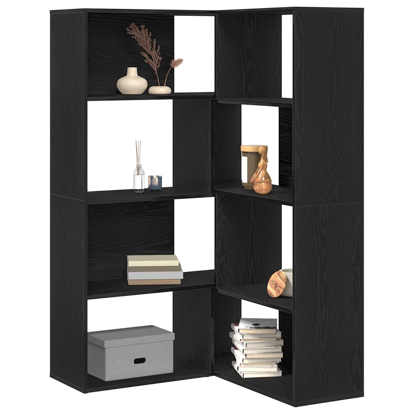 vidaXL Βιβλιοθήκη Μαύρη δρυς 140 x 30 x 140 εκ Επεξεργασμένο ξύλο