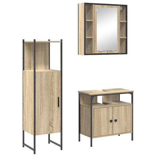 vidaXL Σετ Επίπλων Μπάνιου 3 τεμ. Καφέ 33 x 33 x 120,5 εκ.