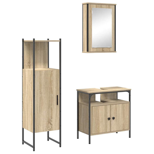 vidaXL Σετ Επίπλων Μπάνιου 3 τεμ. Καφέ 33 x 33 x 120,5 εκ.