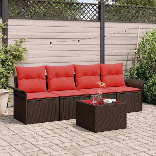 vidaXL Σετ Καναπέ με μαξιλάρι 5 pcs Καφέ συνθετικό ρατάν
