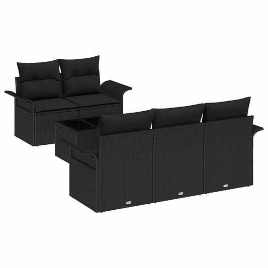 vidaXL Σετ Καναπέ με μαξιλάρι 6 pcs Μαύρο συνθετικό ρατάν
