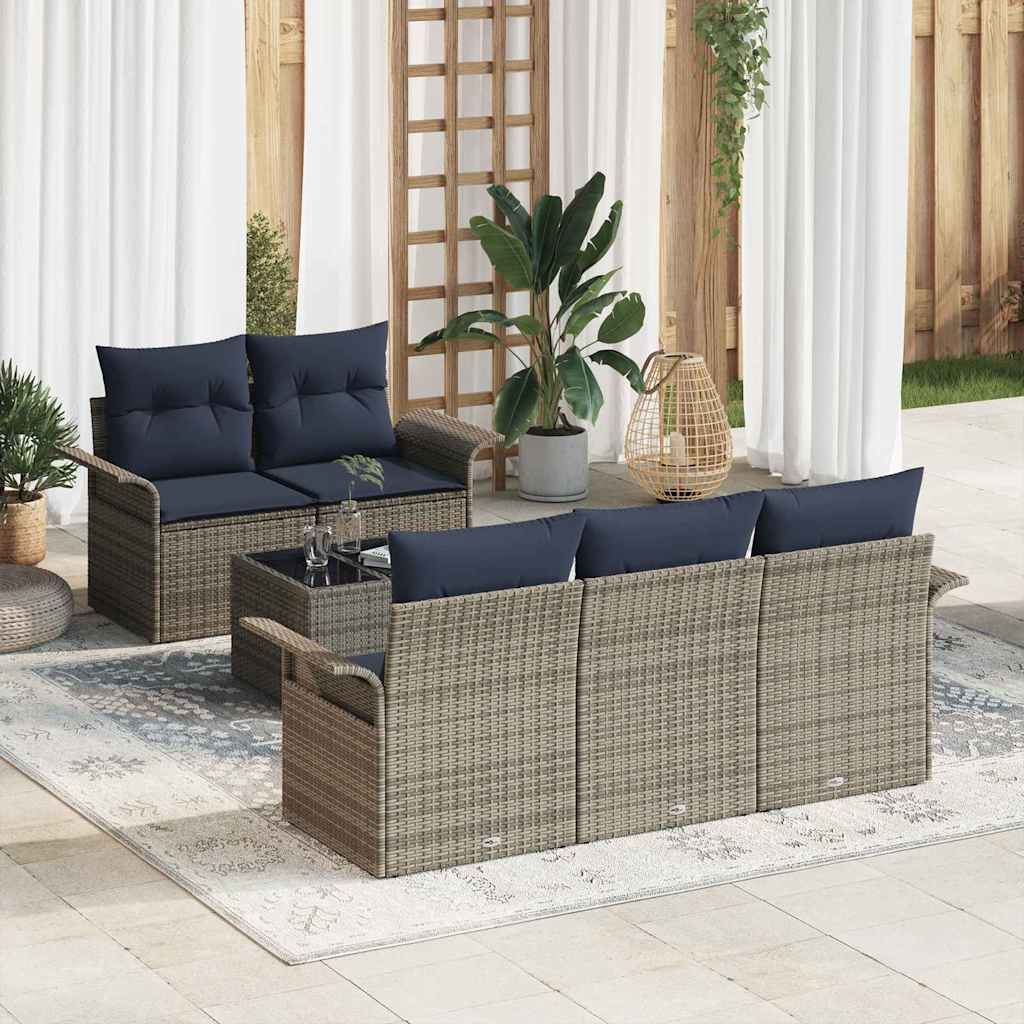 vidaXL Σετ Καναπέ Κήπου με μαξιλάρι 6 pcs Γκρι συνθετικό ρατάν