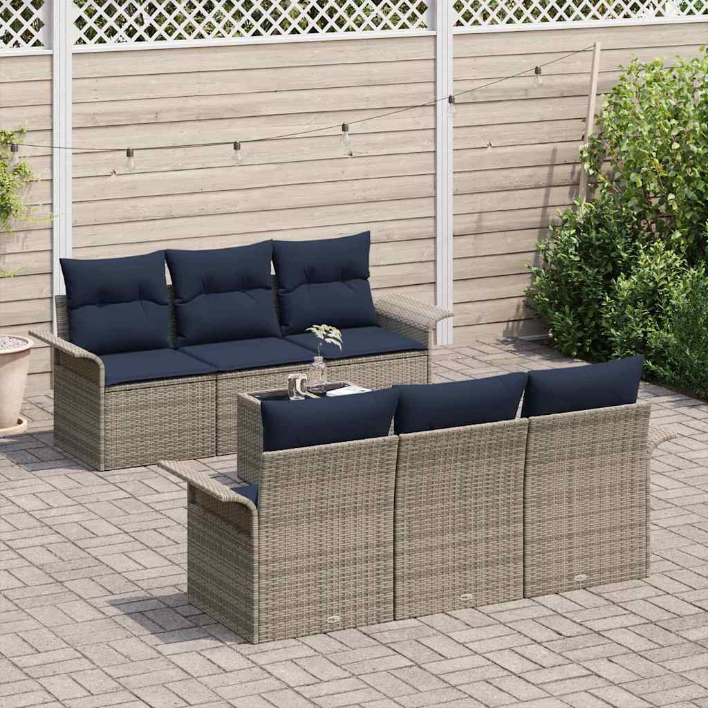 vidaXL Σετ Καναπέ Κήπου με μαξιλάρι 7 pcs Γκρι συνθετικό ρατάν