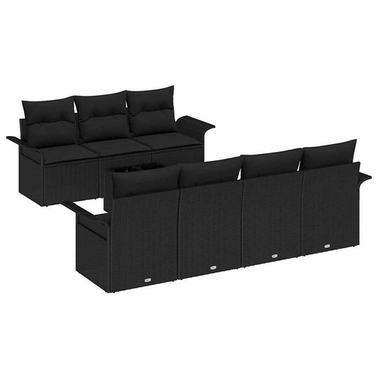vidaXL Σετ Καναπέ Κήπου με μαξιλάρι 8 pcs Μαύρο συνθετικό ρατάν