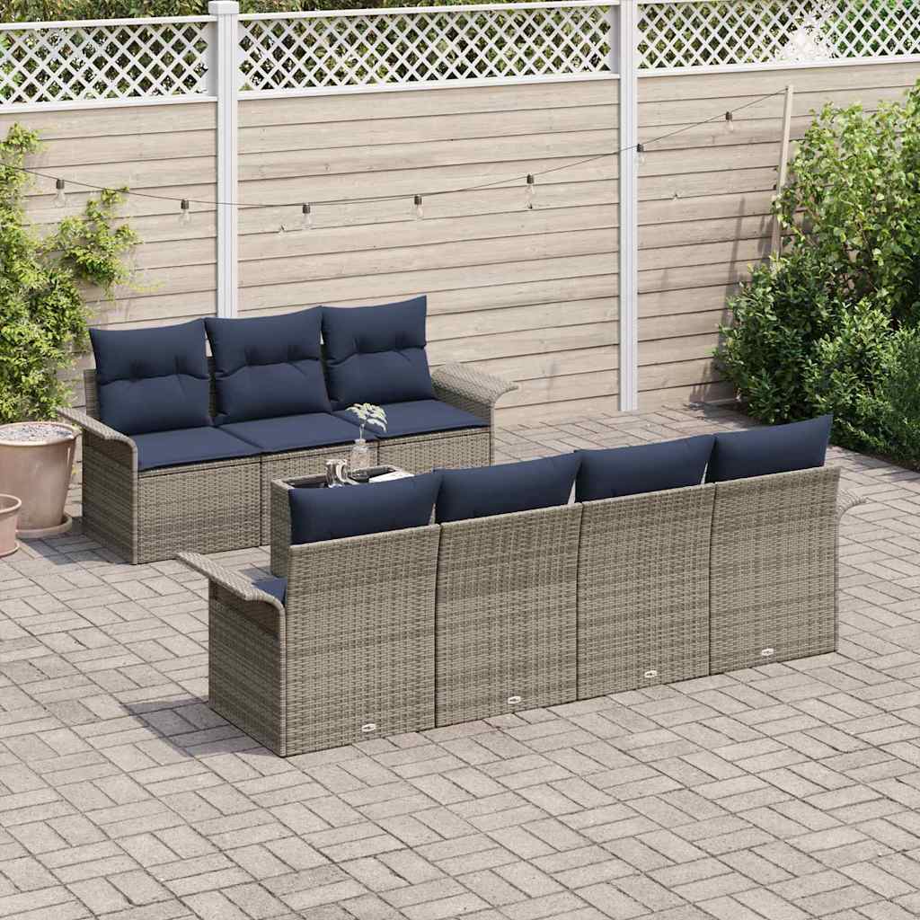 vidaXL Σετ Καναπέ Κήπου με μαξιλάρι 8 pcs Γκρι συνθετικό ρατάν