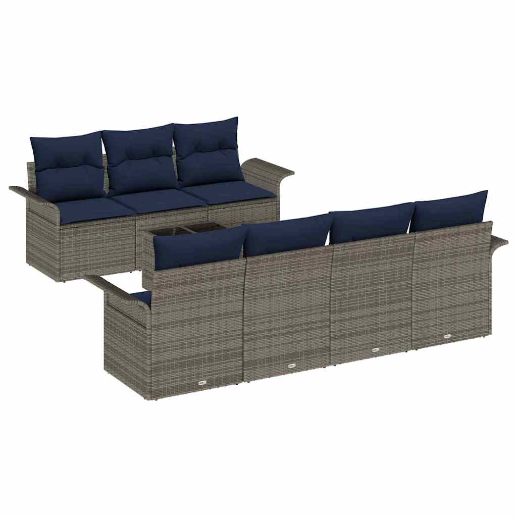 vidaXL Σετ Καναπέ Κήπου με μαξιλάρι 8 pcs Γκρι συνθετικό ρατάν