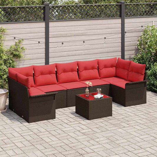 vidaXL Σετ Καναπέ Κήπου 8 pcs Καφέ συνθετικό ρατάν