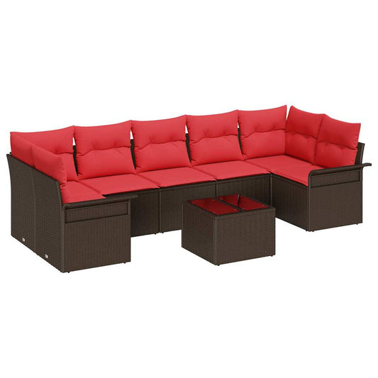 vidaXL Σετ Καναπέ Κήπου 8 pcs Καφέ συνθετικό ρατάν