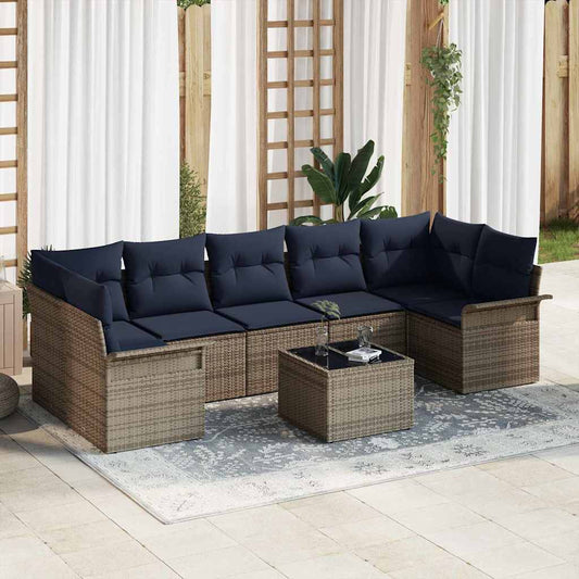 vidaXL Σετ Καναπέ Κήπου 8 pcs Γκρι συνθετικό ρατάν