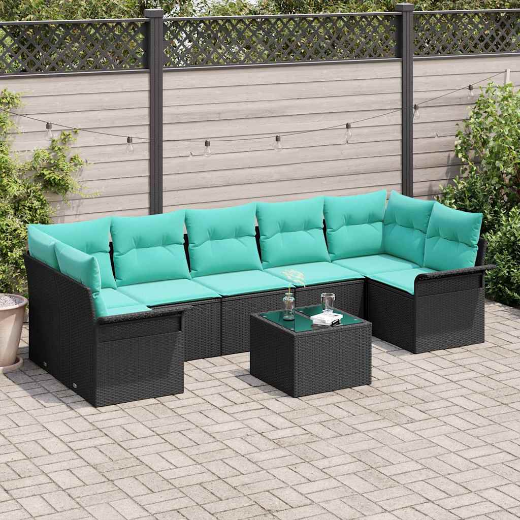 vidaXL Σετ Καναπέ Κήπου 8 pcs Μαύρο Πολυ ράταν