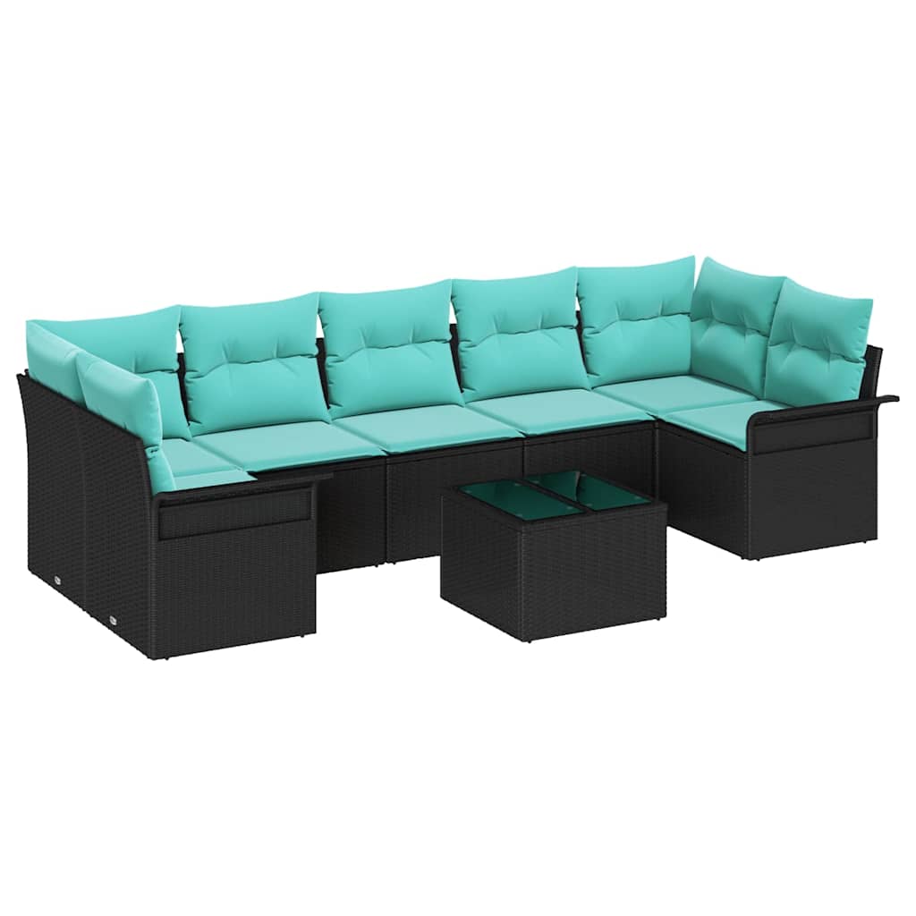 vidaXL Σετ Καναπέ Κήπου 8 pcs Μαύρο Πολυ ράταν