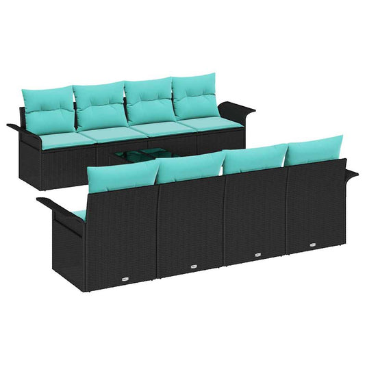 vidaXL Σετ Καναπέ Κήπου με μαξιλάρι 9 pcs Μαύρο συνθετικό ρατάν