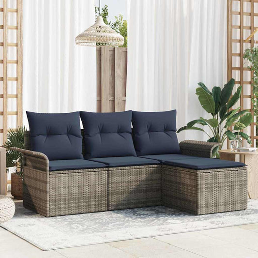 vidaXL Σετ Καναπέ Κήπου με μαξιλάρι 4 pcs Γκρι συνθετικό ρατάν