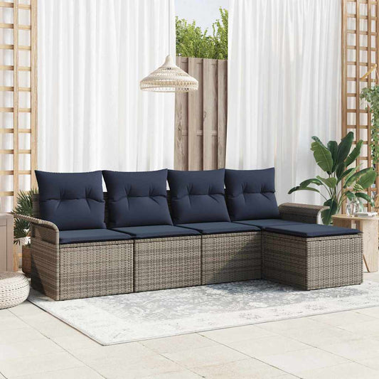 vidaXL Σετ Καναπέ Κήπου με μαξιλάρι 5 pcs Γκρι συνθετικό ρατάν