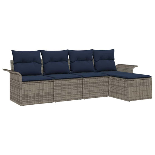 vidaXL Σετ Καναπέ Κήπου με μαξιλάρι 5 pcs Γκρι συνθετικό ρατάν