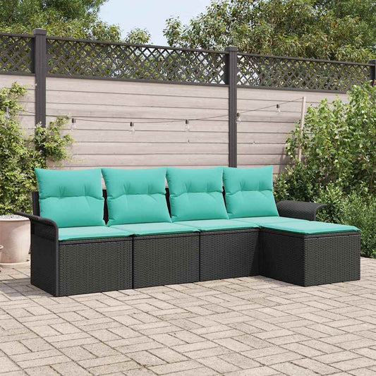 vidaXL Σετ Καναπέ Κήπου με μαξιλάρι 5 pcs Μαύρο συνθετικό ρατάν