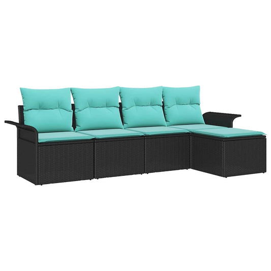 vidaXL Σετ Καναπέ Κήπου με μαξιλάρι 5 pcs Μαύρο συνθετικό ρατάν