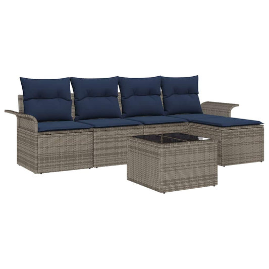 vidaXL Σετ Καναπέ Κήπου με μαξιλάρι 6 pcs Γκρι συνθετικό ρατάν