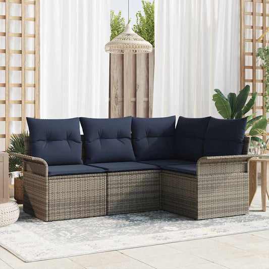 vidaXL Σετ Καναπέ Κήπου με μαξιλάρι 4 pcs Γκρι συνθετικό ρατάν