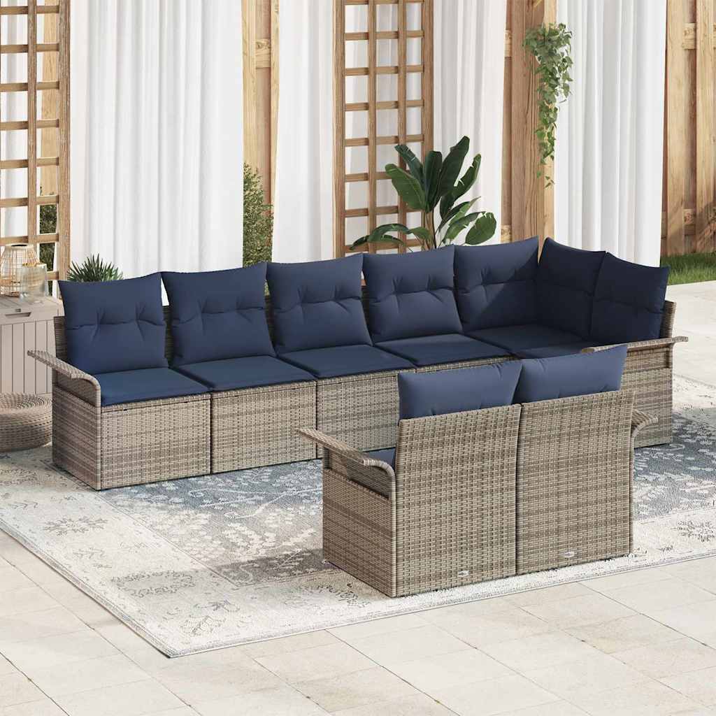 vidaXL Σετ Καναπέ Κήπου με μαξιλάρι 8 pcs Γκρι συνθετικό ρατάν