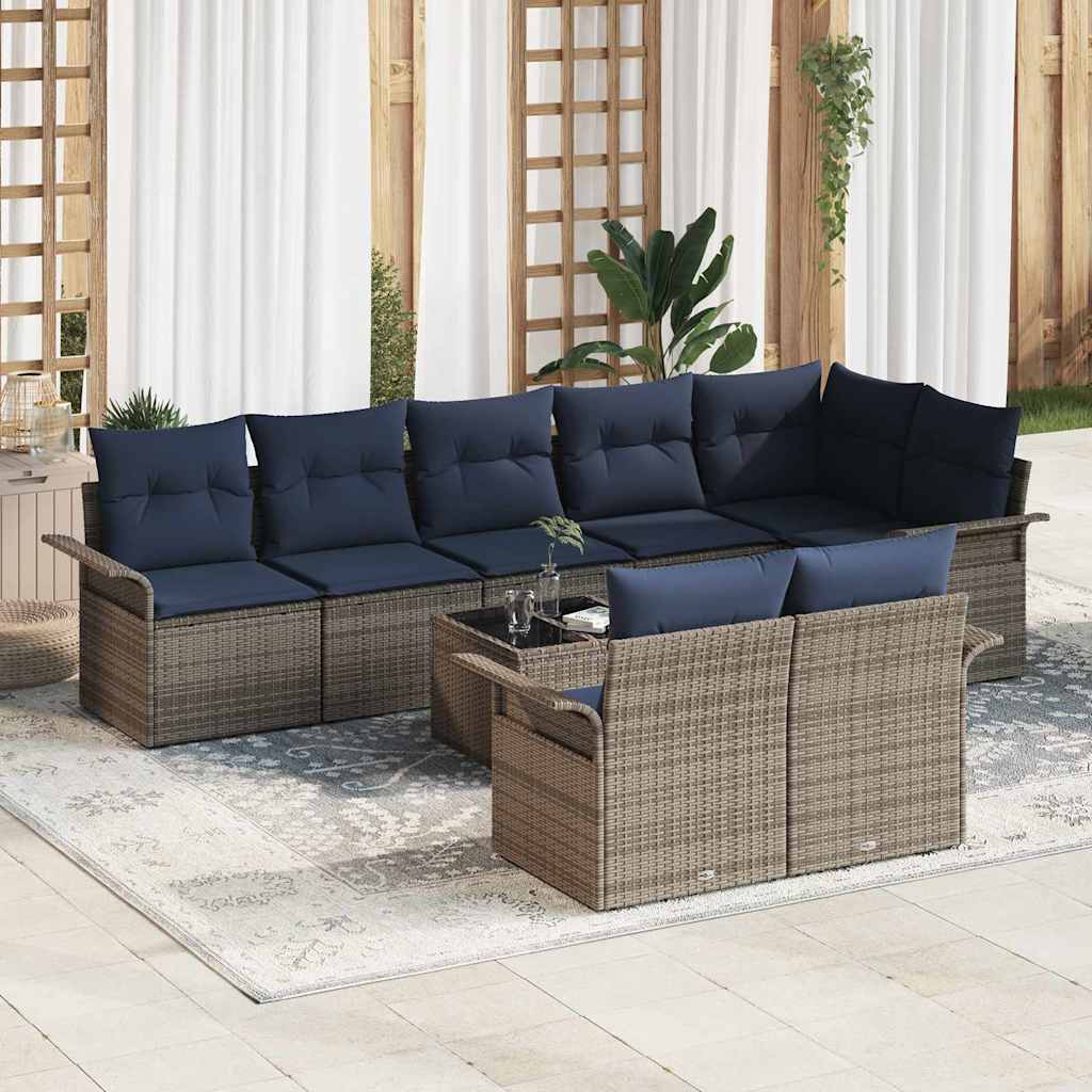 vidaXL Σετ Καναπέ Κήπου με μαξιλάρι 9 pcs Γκρι συνθετικό ρατάν