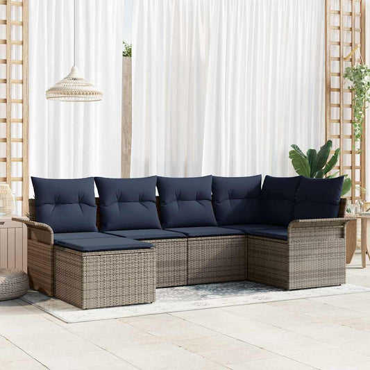 vidaXL Σετ Καναπέ Κήπου με μαξιλάρι 6 pcs Γκρι συνθετικό ρατάν