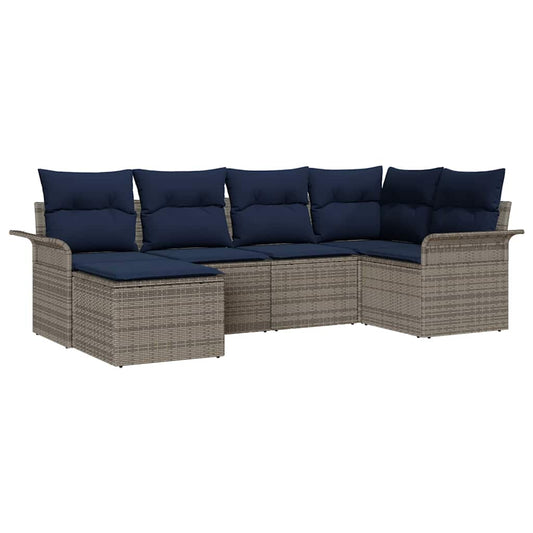 vidaXL Σετ Καναπέ Κήπου με μαξιλάρι 6 pcs Γκρι συνθετικό ρατάν