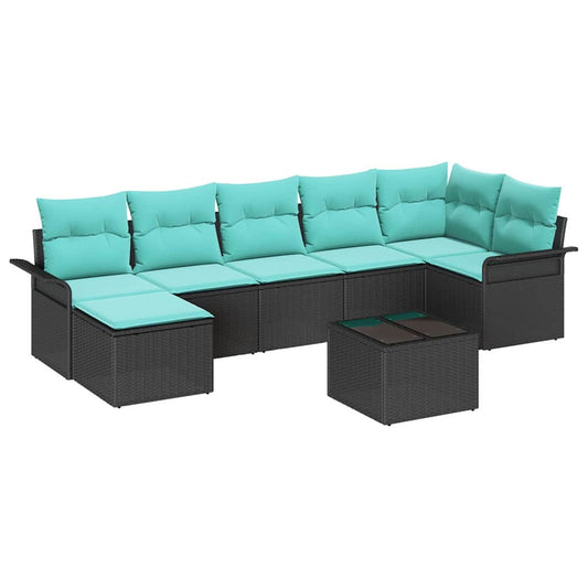 vidaXL Σετ Καναπέ Κήπου με μαξιλάρι 8 pcs Μαύρο Πολυ ράταν