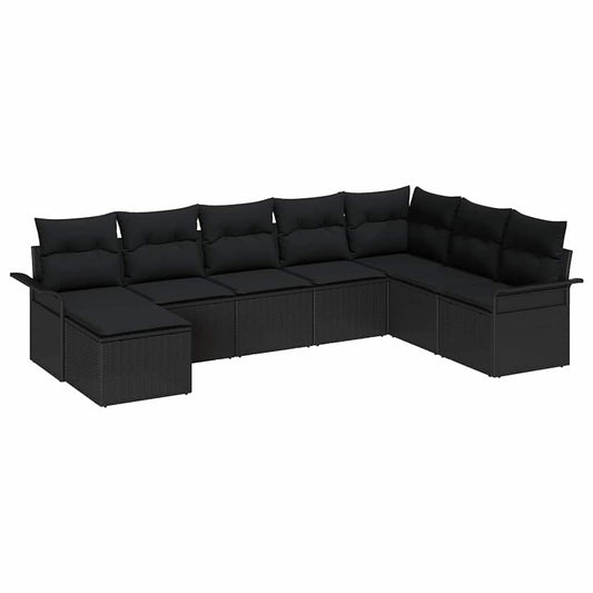 vidaXL Σετ Καναπέ Κήπου με μαξιλάρι 8 pcs Μαύρο συνθετικό ρατάν