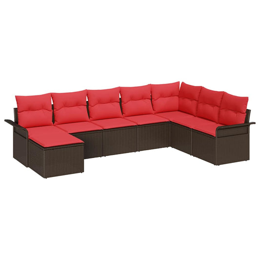 vidaXL Σετ Καναπέ Κήπου με μαξιλάρι 8 pcs Καφέ συνθετικό ρατάν