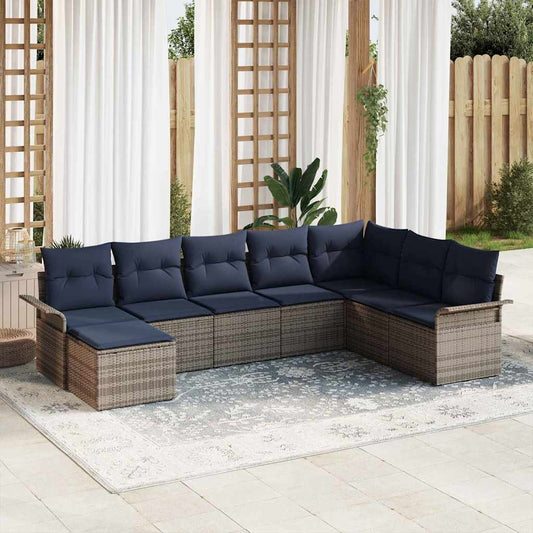 vidaXL Σετ Καναπέ Κήπου με μαξιλάρι 8 pcs Γκρι συνθετικό ρατάν
