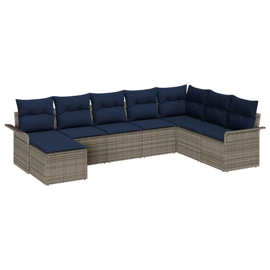 vidaXL Σετ Καναπέ Κήπου με μαξιλάρι 8 pcs Γκρι συνθετικό ρατάν