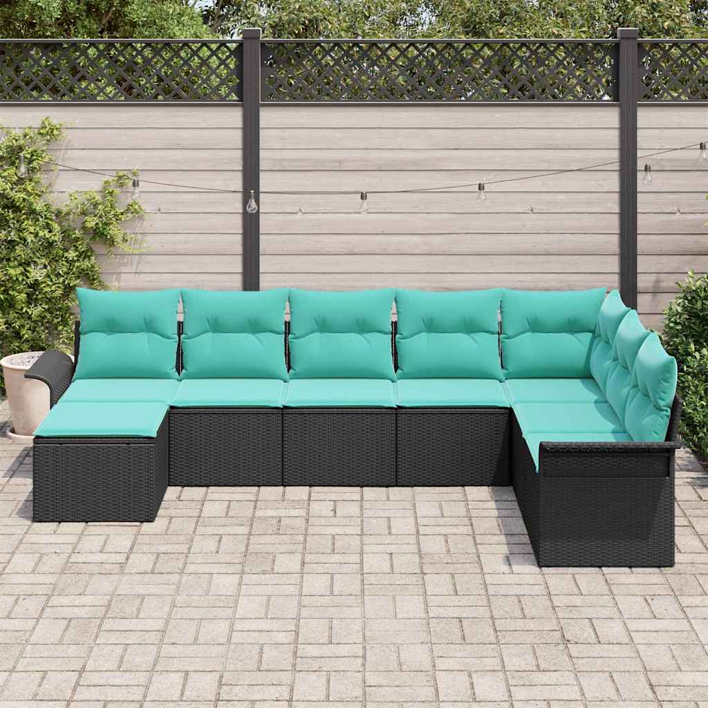 vidaXL Σετ Καναπέ Κήπου με μαξιλάρι 8 pcs Μαύρο συνθετικό ρατάν