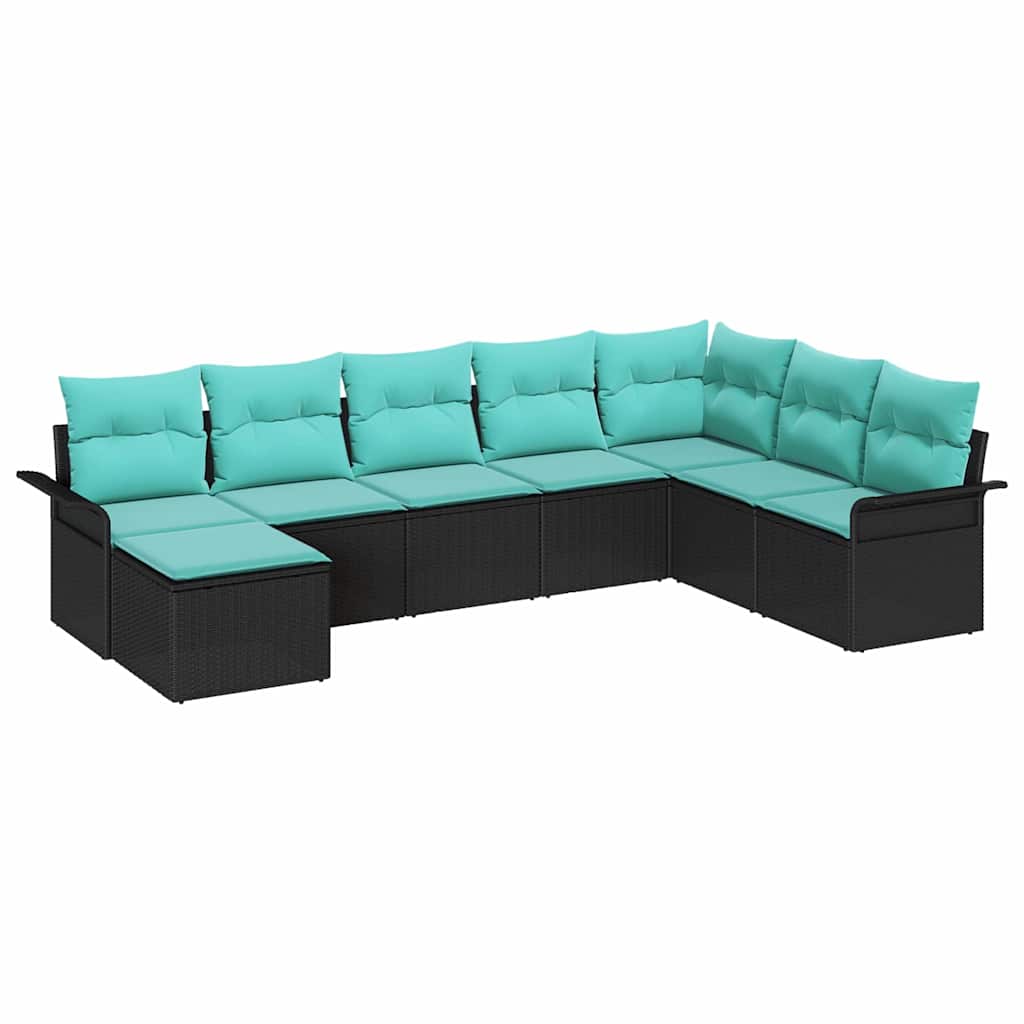 vidaXL Σετ Καναπέ Κήπου με μαξιλάρι 8 pcs Μαύρο συνθετικό ρατάν