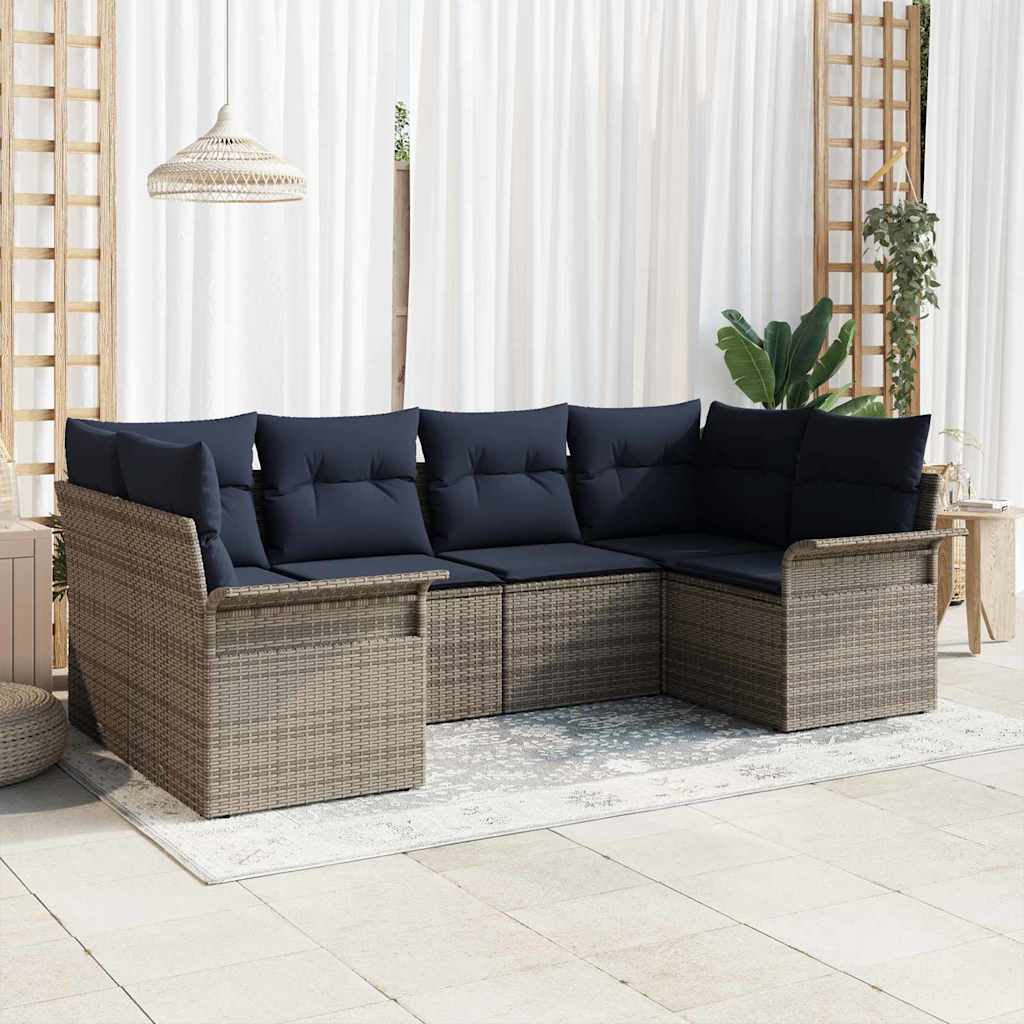 vidaXL Σετ Καναπέ Κήπου με μαξιλάρι 6 pcs Γκρι συνθετικό ρατάν