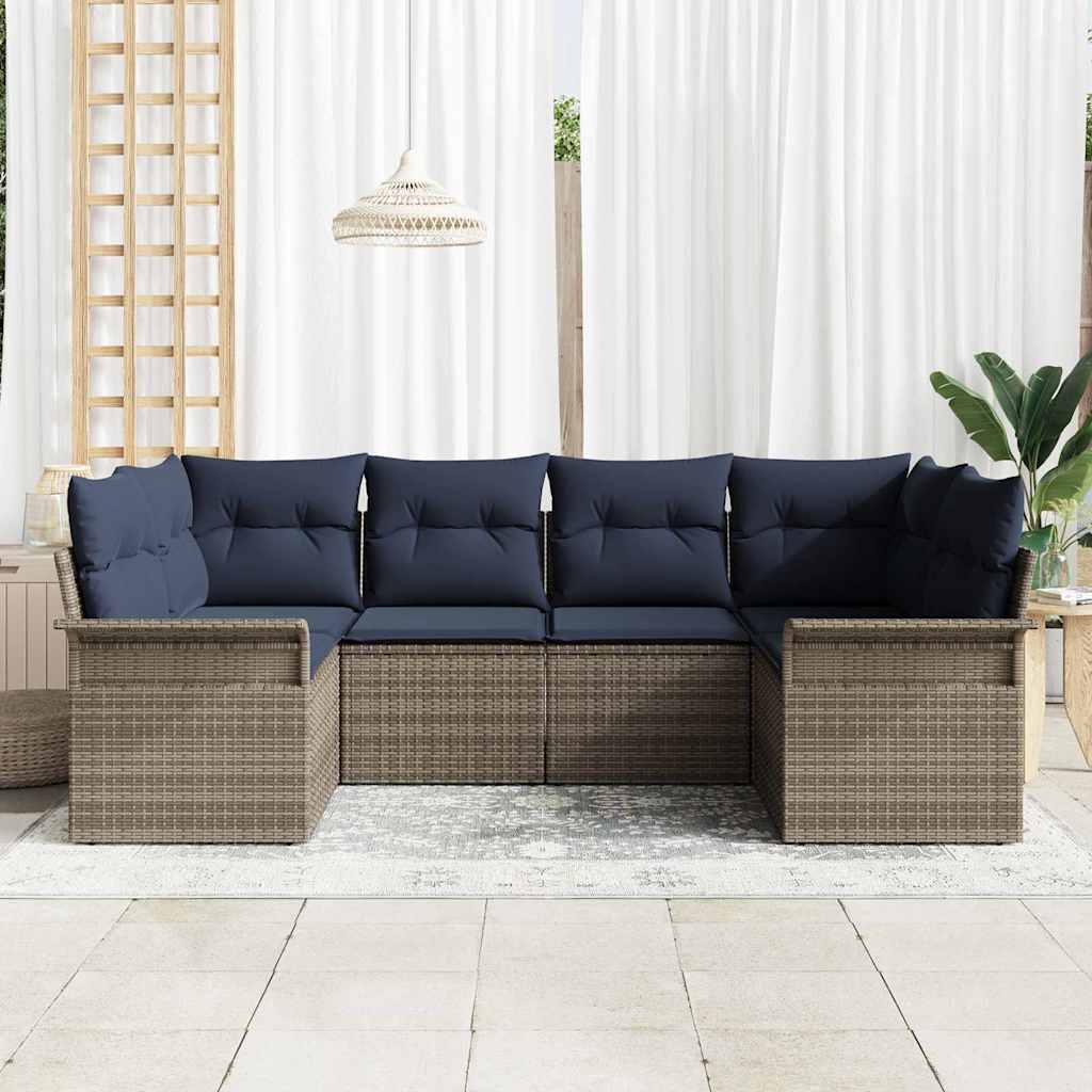 vidaXL Σετ Καναπέ Κήπου με μαξιλάρι 6 pcs Γκρι συνθετικό ρατάν