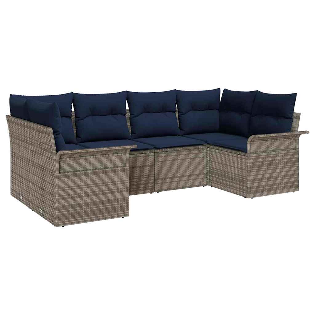 vidaXL Σετ Καναπέ Κήπου με μαξιλάρι 6 pcs Γκρι συνθετικό ρατάν