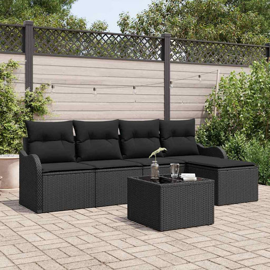 vidaXL Σετ Καναπέ Κήπου 6 pcs Μαύρο συνθετικό ρατάν