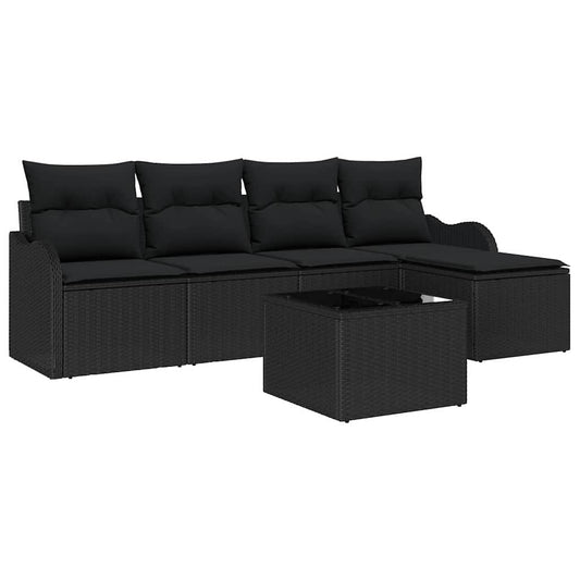 vidaXL Σετ Καναπέ Κήπου 6 pcs Μαύρο συνθετικό ρατάν