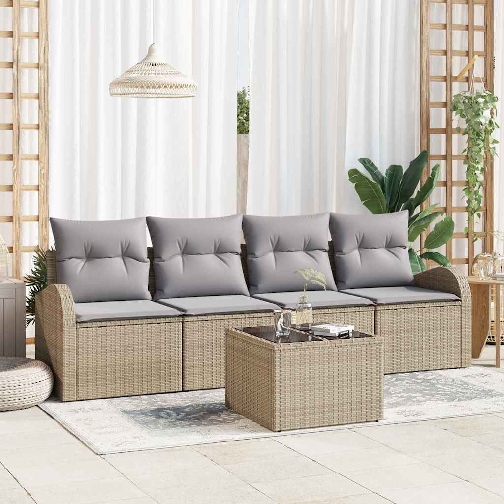 vidaXL Σετ Καναπέ Κήπου Μπεζ 55 x 55 x 37 εκ συνθετικό ρατάν