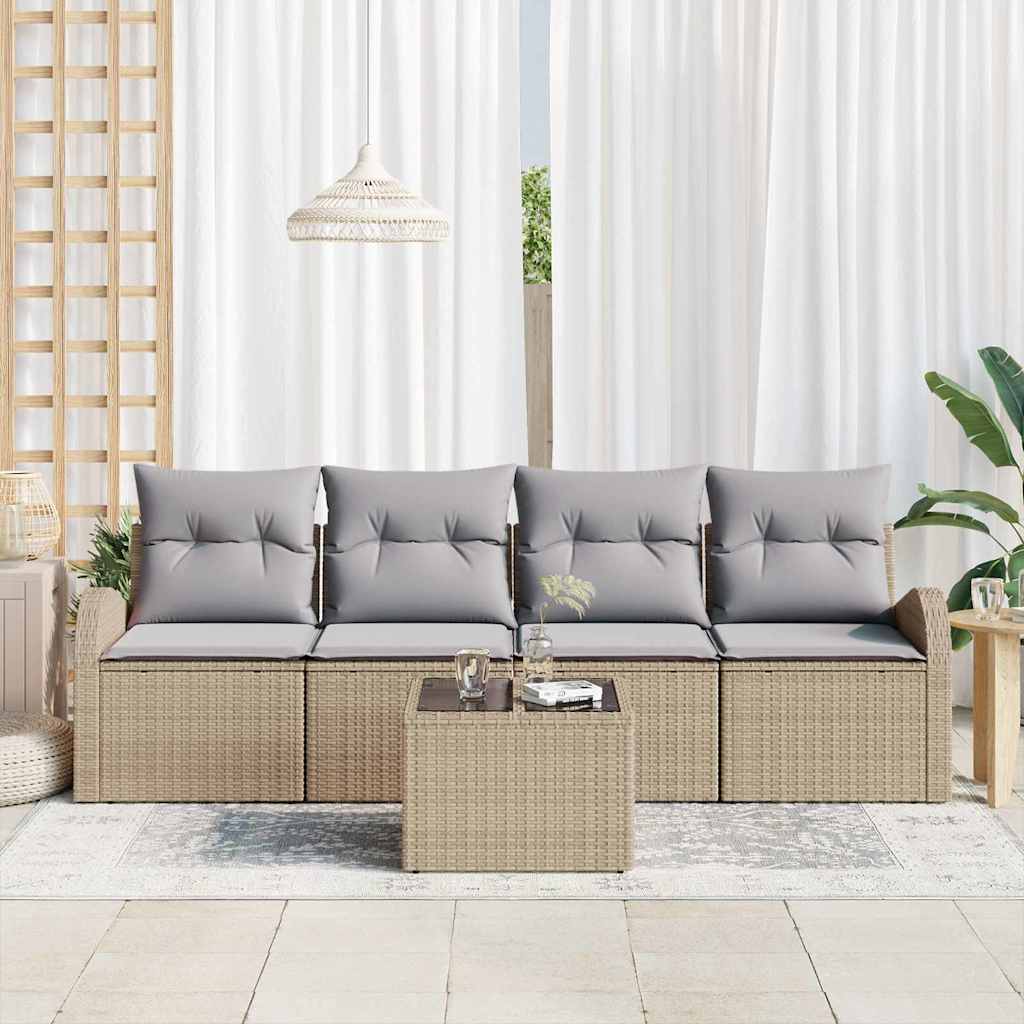 vidaXL Σετ Καναπέ Κήπου Μπεζ 55 x 55 x 37 εκ συνθετικό ρατάν