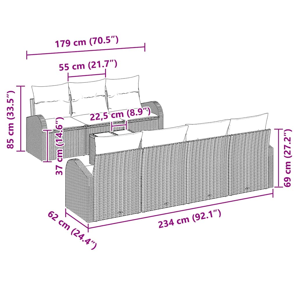 vidaXL Σετ Καναπέ Κήπου 8 pcs Ανοιχτό γκρι 55 x 55 x 37 εκ